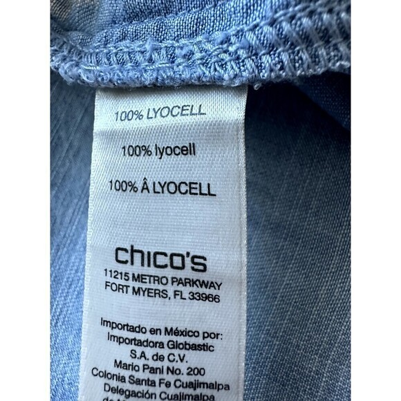 Chicos Woman's Denim Button Up Top Size 0 Blue Chambray Long Sleeve Western Boho - Picture 5 of 16